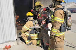 Firefighters use thermal imagers during a training evolution. Instructors can monitor students' use of the imagers to ensure they are being used appropriately. Firefighters use thermal imagers during a training evolution. Instructors can monitor students' use of the imagers to ensure they are being used appropriately.