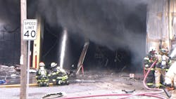 At least one person was killed Thursday afternoon when a dump truck crashed into the Leithsville Volunteer Fire Company in Lower Saucon Township and burst into flames.
