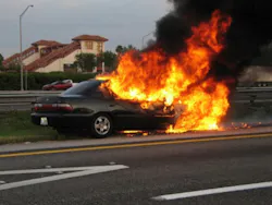 Fort Lauderdale Capt. Raymond Cicero was traveling behind the car before it caught fire on an off-ramp from I-95 on May 8. Fort Lauderdale Capt. Raymond Cicero was traveling behind the car before it caught fire on an off-ramp from I-95 on May 8.