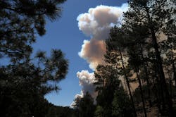 Smoke billows from the Little Bear fire in southeastern New Mexico near Ruidoso on June 9.