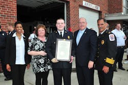 Bladensburg Volunteer Firefighter Kevin O&apos;Toole received Congressional recognition, along with six other firefighters at his firehouse on June 12.