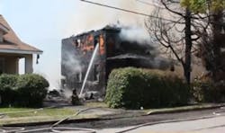 At least five firefighters were hospitalized for heat exhaustion while battling a five-alarm blaze Thursday afternoon in Port Jervis, N.Y. At least five firefighters were hospitalized for heat exhaustion while battling a five-alarm blaze Thursday afternoon in Port Jervis, N.Y.
