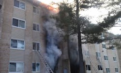 Prince George&apos;s County firefighters rescued a family of four from a three-alarm blaze at an apartment complex in Suitland on June 6.