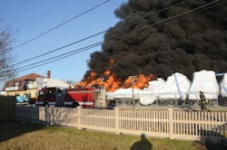 While enroute, units were advised that numerous boats were on fire. An engine has just dropped a supply line to a hydrant as the extent of the fire is visible. While enroute, units were advised that numerous boats were on fire. An engine has just dropped a supply line to a hydrant as the extent of the fire is visible.