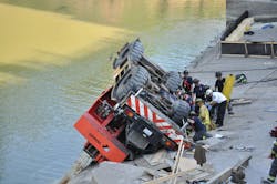 A search camera was used to obtain views of the underside of crane and the victim’s location. A search camera was used to obtain views of the underside of crane and the victim’s location.