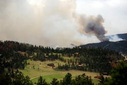 The High Park fire burns on Stove Prairie Road and Highway 14 in Poudre Canyon, as seen from Glacier View Meadows, west of Fort Collins, Colo. on June 12. The High Park fire burns on Stove Prairie Road and Highway 14 in Poudre Canyon, as seen from Glacier View Meadows, west of Fort Collins, Colo. on June 12.