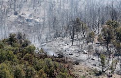 The crash scene of a heavy air tanker is seen from the air on June 4 near Hamblin Valley, Utah. The crash scene of a heavy air tanker is seen from the air on June 4 near Hamblin Valley, Utah.