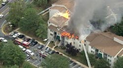 Several residents were rescued from the upper floors of a burning apartment building by Montgomery County firefighters in Fairland on July 13. Several residents were rescued from the upper floors of a burning apartment building by Montgomery County firefighters in Fairland on July 13.