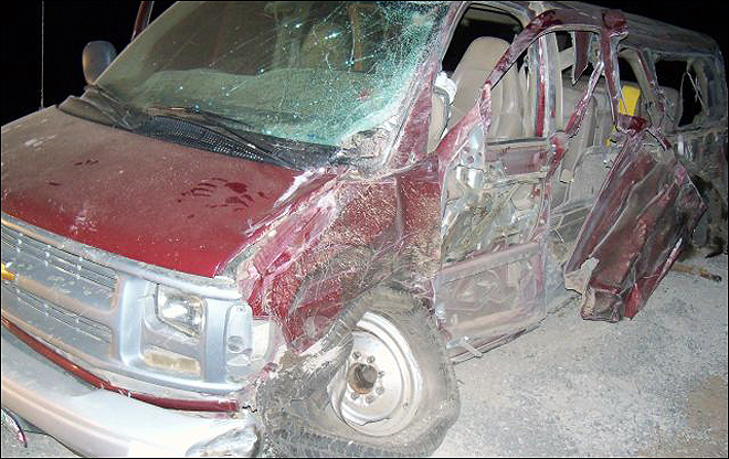 Ten wildland firefighters en route to the Briley Mountain Fire were injured early Tuesday morning after their van crashed head on with a tractor-trailer.