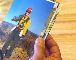 Claire Veseth holds a photo of her daughter Anne that was taken earlier this year at a wildfire in Arizona. Claire Veseth holds a photo of her daughter Anne that was taken earlier this year at a wildfire in Arizona.