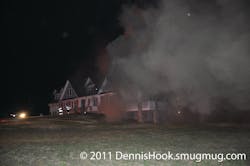 Chief 6C arrived on scene and reported moderate, dark smoke with little to no velocity was coming from the eaves of the second floor gable ends in the area of the Side Alpha/Delta corner, but no fire was observed. Chief 6C arrived on scene and reported moderate, dark smoke with little to no velocity was coming from the eaves of the second floor gable ends in the area of the Side Alpha/Delta corner, but no fire was observed.