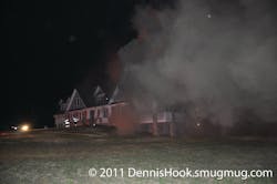 Chief 6C arrived on scene and reported moderate, dark smoke with little to no velocity was coming from the eaves of the second floor gable ends in the area of the Side Alpha/Delta corner, but no fire was observed. Chief 6C arrived on scene and reported moderate, dark smoke with little to no velocity was coming from the eaves of the second floor gable ends in the area of the Side Alpha/Delta corner, but no fire was observed.