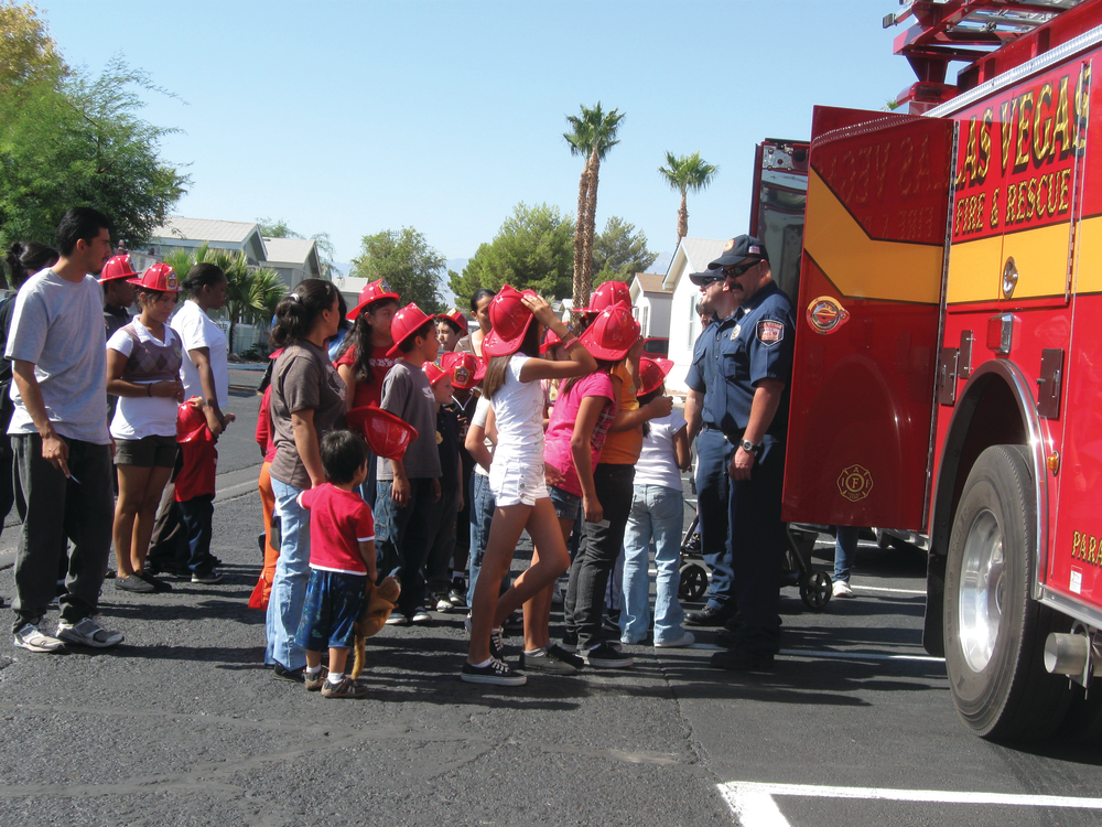 When showing apparatus to children, let them see the equipment that is stored inside the compartments. Also, show them the flashing lights, but be gentle with the siren or air horn.