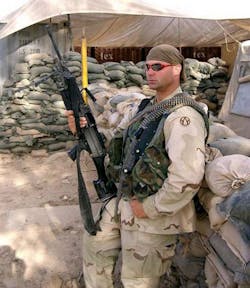 Troy Firefighter Jeffrey Wright is while in Iraq.