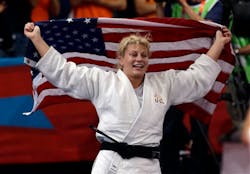 Kayla Harrison celebrates after winning the gold medal in the women's 78-kg judo competition at the 2012 Summer Olympics in London on Aug. 2. Kayla Harrison celebrates after winning the gold medal in the women's 78-kg judo competition at the 2012 Summer Olympics in London on Aug. 2.