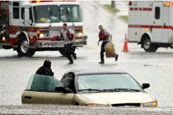 Crews made a dramatic rescue in front of a hospital where the man was headed. Crews made a dramatic rescue in front of a hospital where the man was headed.