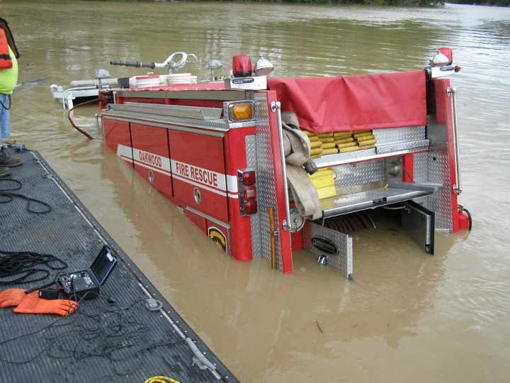 An Oakwood fire engine had to be rescued from a river after becoming submerged in the Auglaize River on Aug. 10.