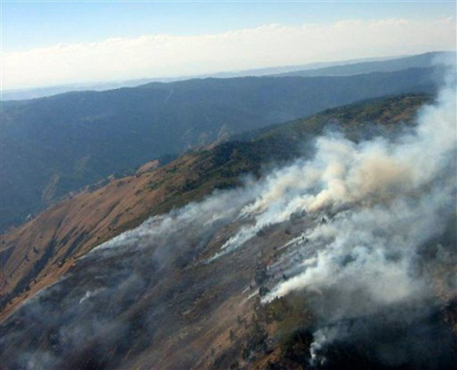 Te Springs Fire is seen four miles east of Banks, Idaho, along Highway 17.