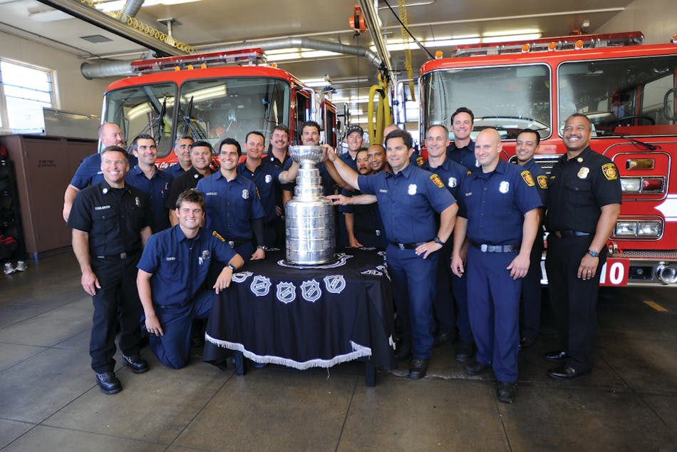 Fire Station 10 with the Stanley Cup
