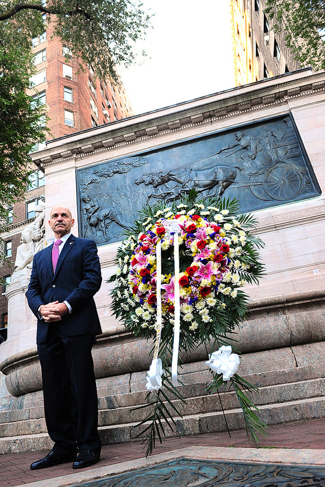 Fire Commissioner Salvatore Cassano is seen at the Fireman's Monument on Manhattan's Upper West Side on Sept. 11, 2012.