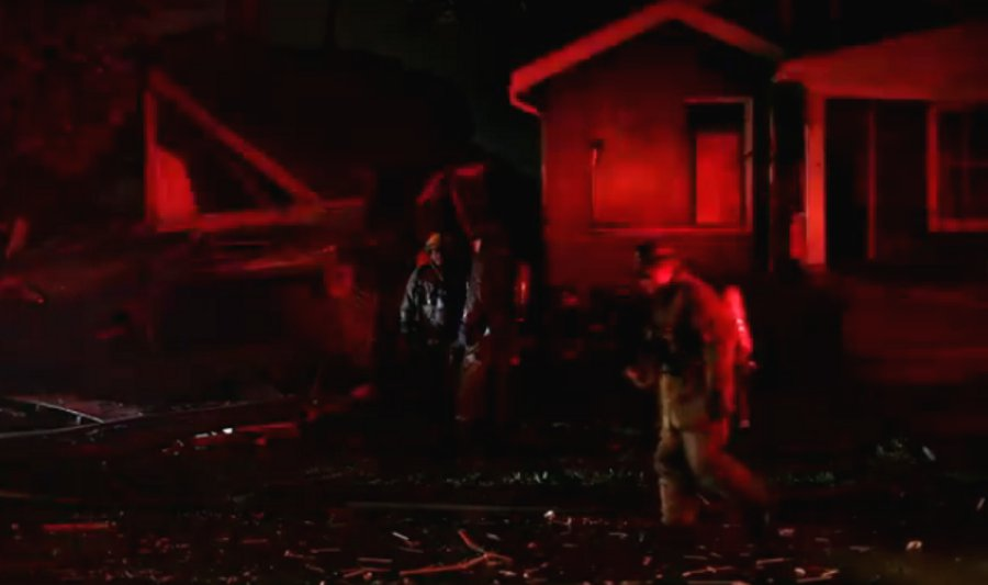 The reamins of a Detroit home that exploded on Sept. 20 is seen.