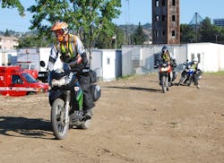LAFD firefighters test out motorcycles on July 15, 2011 to use during the I-405 closure. LAFD firefighters test out motorcycles on July 15, 2011 to use during the I-405 closure.