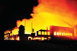 Photo shows the A/D corner of the vacant building shortly after a partial collapse of structure.