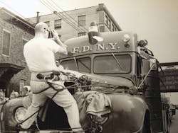 High-tech filming for its day, the early 1960s NBC-TV program “DuPont Show of the Week: Fire Rescue” featured FDNY Rescue 1 in what was perhaps one of the first reality TV shows. Airing for the first time on Sept. 30, 1962, the documentary depicted members as they responded to multiple-alarm fires, rescues, medical calls and other emergencies over a three-month period. Incidents included the death of a firefighter at a fire in the Hell’s Hundred Acres section of Manhattan (today’s SoHo) and a nine-alarm fire in a clothing store in Queens. The off-camera narrator was Walter Matthau. High-tech filming for its day, the early 1960s NBC-TV program “DuPont Show of the Week: Fire Rescue” featured FDNY Rescue 1 in what was perhaps one of the first reality TV shows. Airing for the first time on Sept. 30, 1962, the documentary depicted members as they responded to multiple-alarm fires, rescues, medical calls and other emergencies over a three-month period. Incidents included the death of a firefighter at a fire in the Hell’s Hundred Acres section of Manhattan (today’s SoHo) and a nine-alarm fire in a clothing store in Queens. The off-camera narrator was Walter Matthau.