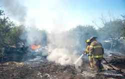 A small, twin-engine Cessna plane crashed on Sept. 5 just south of Fort Worth Spinks Airport, critically injuring two people and causing a fire. A small, twin-engine Cessna plane crashed on Sept. 5 just south of Fort Worth Spinks Airport, critically injuring two people and causing a fire.