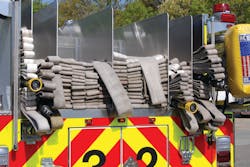 The Allentown Road Volunteer Fire Department in Fort Washington, MD, operates this Spartan/Crimson pumper with a low-hosebed design to permit rapid and safe advancement of attack lines. Note the smooth-bore nozzles on both the two- and 2½-inch lines. The Allentown Road Volunteer Fire Department in Fort Washington, MD, operates this Spartan/Crimson pumper with a low-hosebed design to permit rapid and safe advancement of attack lines. Note the smooth-bore nozzles on both the two- and 2½-inch lines.