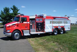 Darley is seeing requests for more pumper/tankers, such as this apparatus featuring a large pump with a top-mount control, a light tower, lots of compartments and plenty of water.