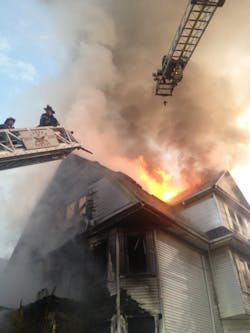 A raging five-alarm inferno at a Boston apartment house put six people in the hospital on Oct. 27. A raging five-alarm inferno at a Boston apartment house put six people in the hospital on Oct. 27.
