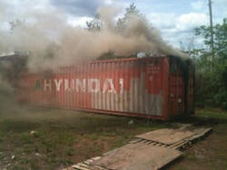 Students inside the burn lab learn about fire growth stages and come out with a better understanding of when conditions are to the point where they need to leave the area. Students inside the burn lab learn about fire growth stages and come out with a better understanding of when conditions are to the point where they need to leave the area.