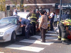 Six people were injured, including two toddlers, in a multiple-vehicle crash in Chicago's South Side on Oct. 24. Six people were injured, including two toddlers, in a multiple-vehicle crash in Chicago's South Side on Oct. 24.