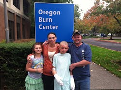Seth Cutright, 12, is recovering from burns to his face and hands after carrying his grandmother to safety after an explosive fire at their home in Vernonia on Oct. 12. Seth Cutright, 12, is recovering from burns to his face and hands after carrying his grandmother to safety after an explosive fire at their home in Vernonia on Oct. 12.