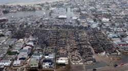 This aerial photo shows burned-out homes in the Breezy Point section of the Queens borough New York after a fire on Oct. 30.