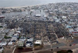 This aerial photo shows burned-out homes in the Breezy Point section of the Queens borough New York after a fire on Oct. 30. This aerial photo shows burned-out homes in the Breezy Point section of the Queens borough New York after a fire on Oct. 30.