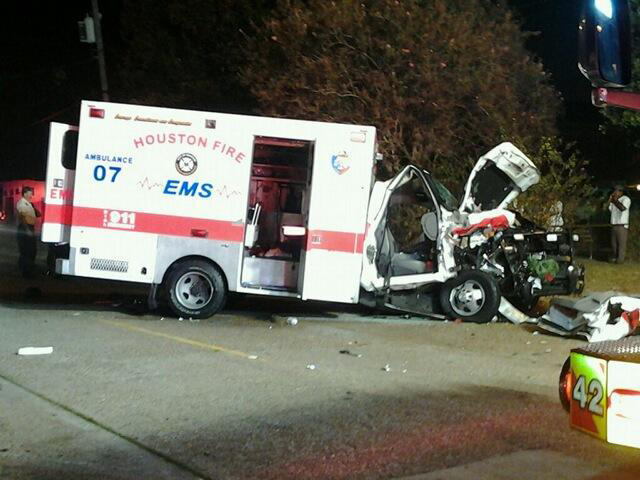 Five Houston responders were injured after an SUV hit this ambulance head-on.