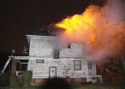 Detroit firefighters are seen battling a house fire during a relatively calm Angels&apos; Night period due to Superstorm Sandy and volunteer efforts.