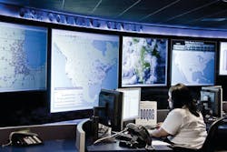 This view of a portion of the OnStar Command Center shows how personnel have the ability to monitor events occurring across their entire telematics system.