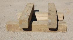 Photo 3. Box cribs are the most common type of cribbing system used in air-bag operations. Photo 3. Box cribs are the most common type of cribbing system used in air-bag operations.