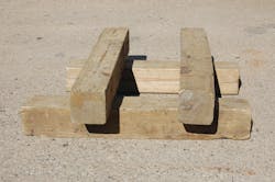 Photo 3. Box cribs are the most common type of cribbing system used in air-bag operations. Photo 3. Box cribs are the most common type of cribbing system used in air-bag operations.