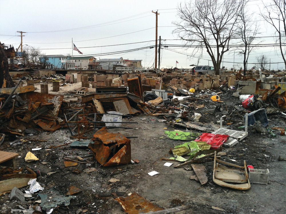 A view of just some of the damage done in the Breezy Point section of Queens, NY, one of the neighborhoods hit hardest by Hurricane Sandy.