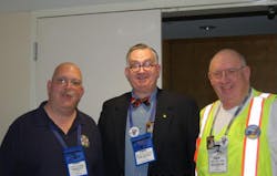 Author Dr. Harry Carter (center) with Jack Peltier (right) and Los Pinos, CO, Deputy Chief Thomas W. Aurnhammer at a recent trade show.