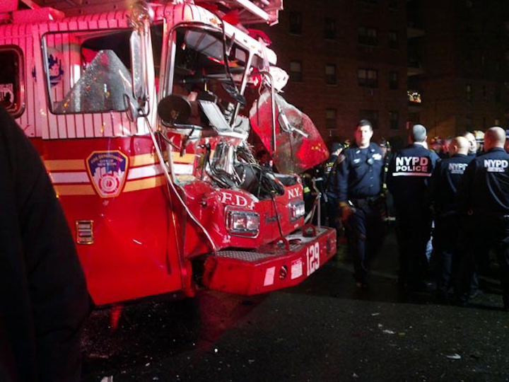 Six FDNY Firefighters Hurt in Ladder Truck Crash With Garbage Truck