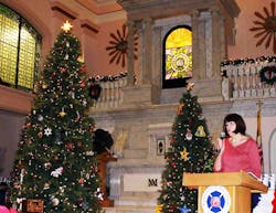 Jane Neville, mother of Brian Neville, a Maryland paramedic/firefighter, speaks to the crowd during the ceremony. Jane Neville, mother of Brian Neville, a Maryland paramedic/firefighter, speaks to the crowd during the ceremony.