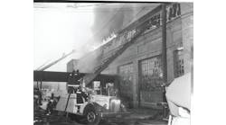 BALTIMORE, MD, MAY 10, 1962 &ndash; A 12-alarm fire raced through huge piles of rags at the S. Shapiro &amp; Sons rag-processing and storage plant. Due to the intensity of the fire, a defensive attack was ordered on arrival. Firefighters were on the scene for 41 days to control hot spots.