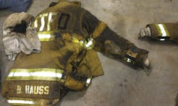 Chief Brian Hauss credits his personal protective equipment (PPE) with saving his life: 'If I had not properly donned my turnout gear, I would most likely still be undergoing surgeries and evaluations for my burns. My gear saved my life.' Chief Brian Hauss credits his personal protective equipment (PPE) with saving his life: 'If I had not properly donned my turnout gear, I would most likely still be undergoing surgeries and evaluations for my burns. My gear saved my life.'