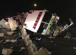 Four Prince George&apos;s County firefighters were seriously injured when their fire truck wrecked on the beltway.