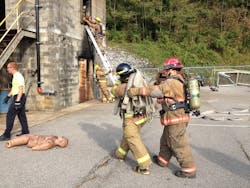 While certain tasks don't need to be completed in pairs, firefighters and officers should be aware of each other's locations. While certain tasks don't need to be completed in pairs, firefighters and officers should be aware of each other's locations.